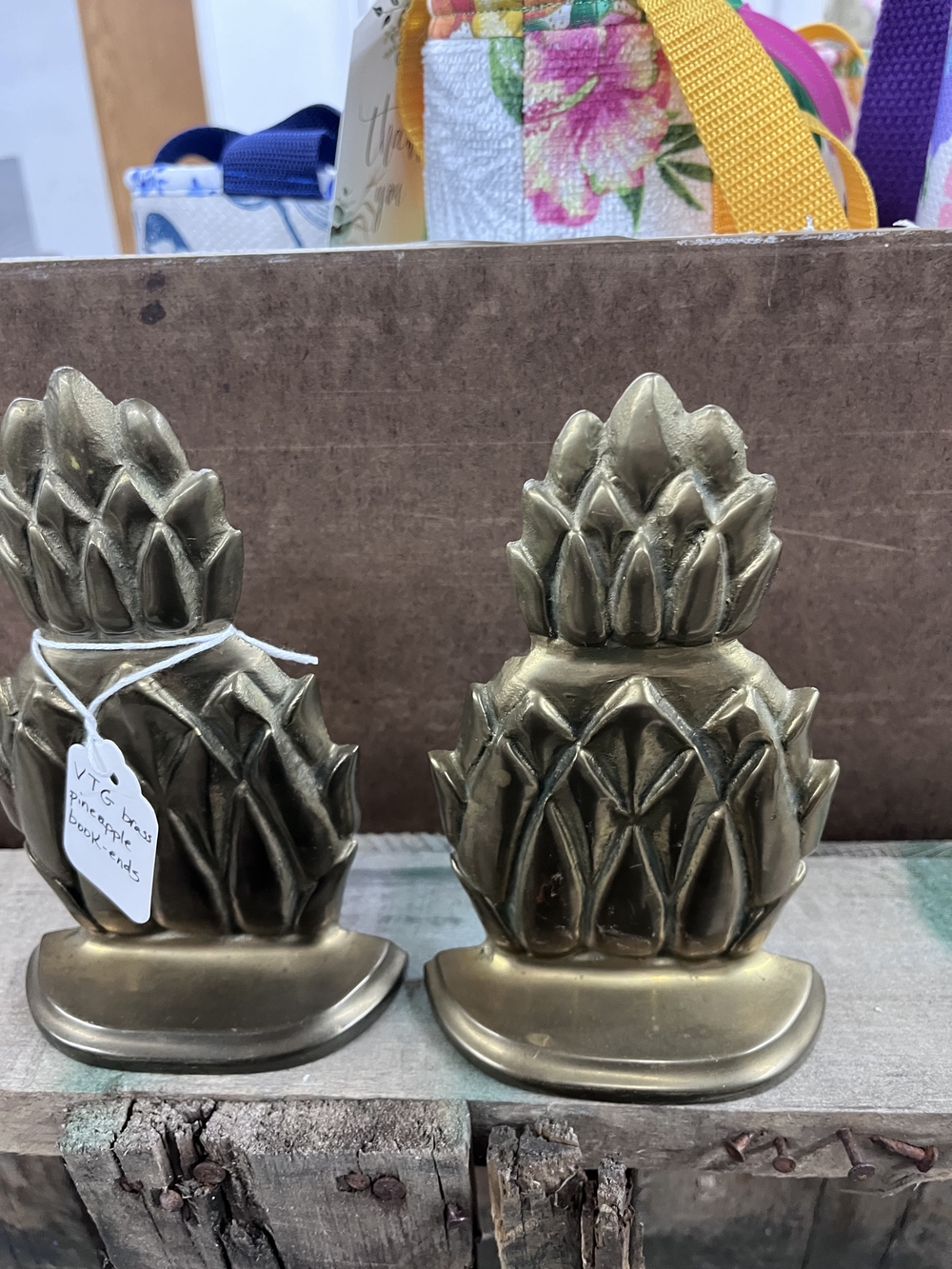 Brass Pineapple Bookends - Decorative Gold Home Accents